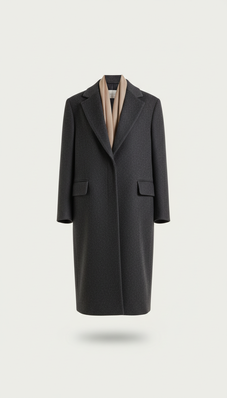 Structured wool coat with sharp lapels
