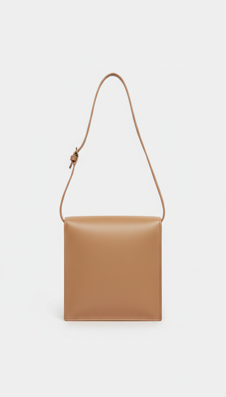Minimalist leather crossbody bag with magnetic closure