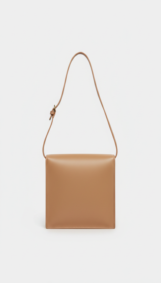 Minimalist leather crossbody bag with magnetic closure